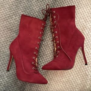 burgundy lace-up boots